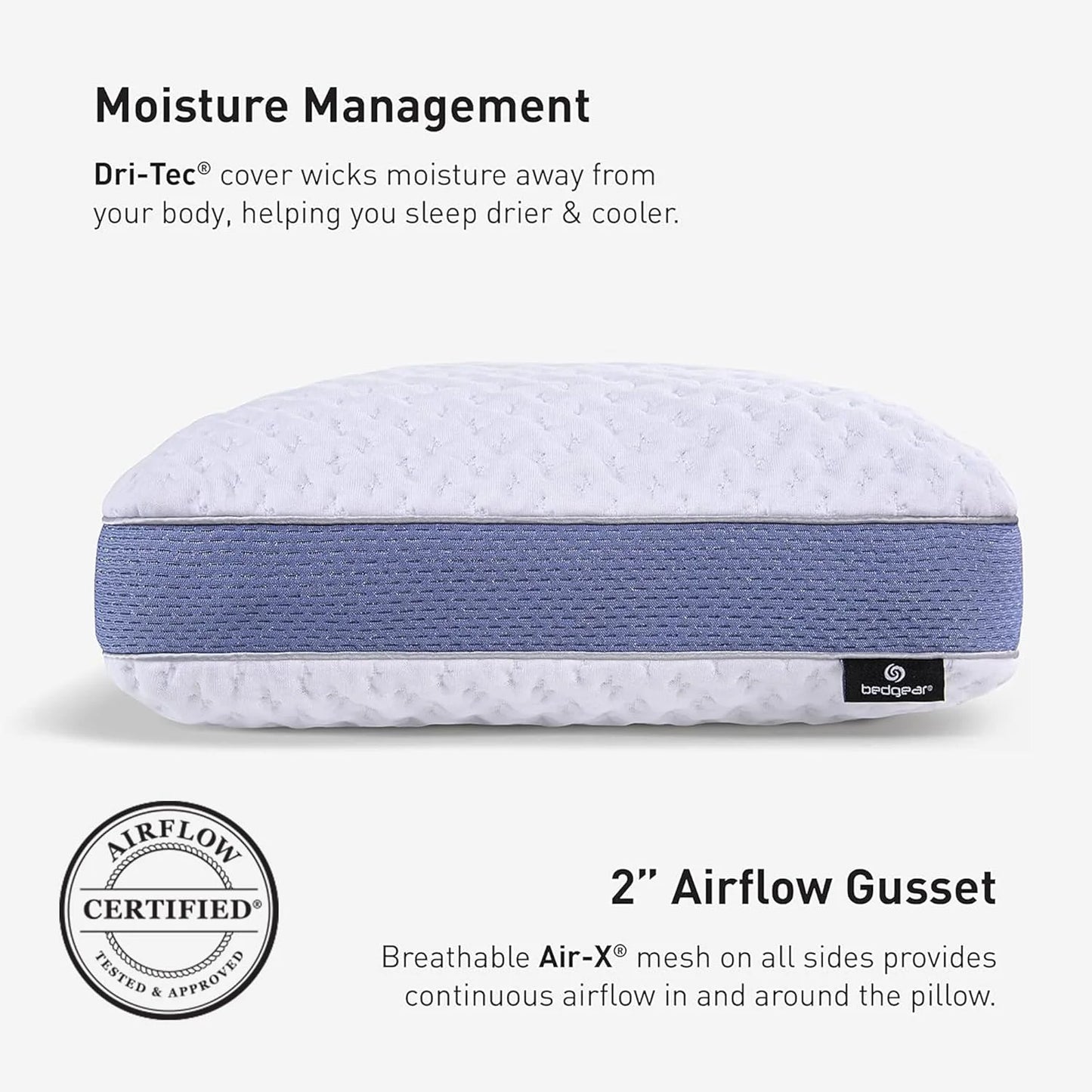 Bedgear Balance Performance Pillow 2.0 - Moisture Wicking Bed Pillow for All Sleep Positions - Medium Firmness Bed Pillow - Washable Removable Cover