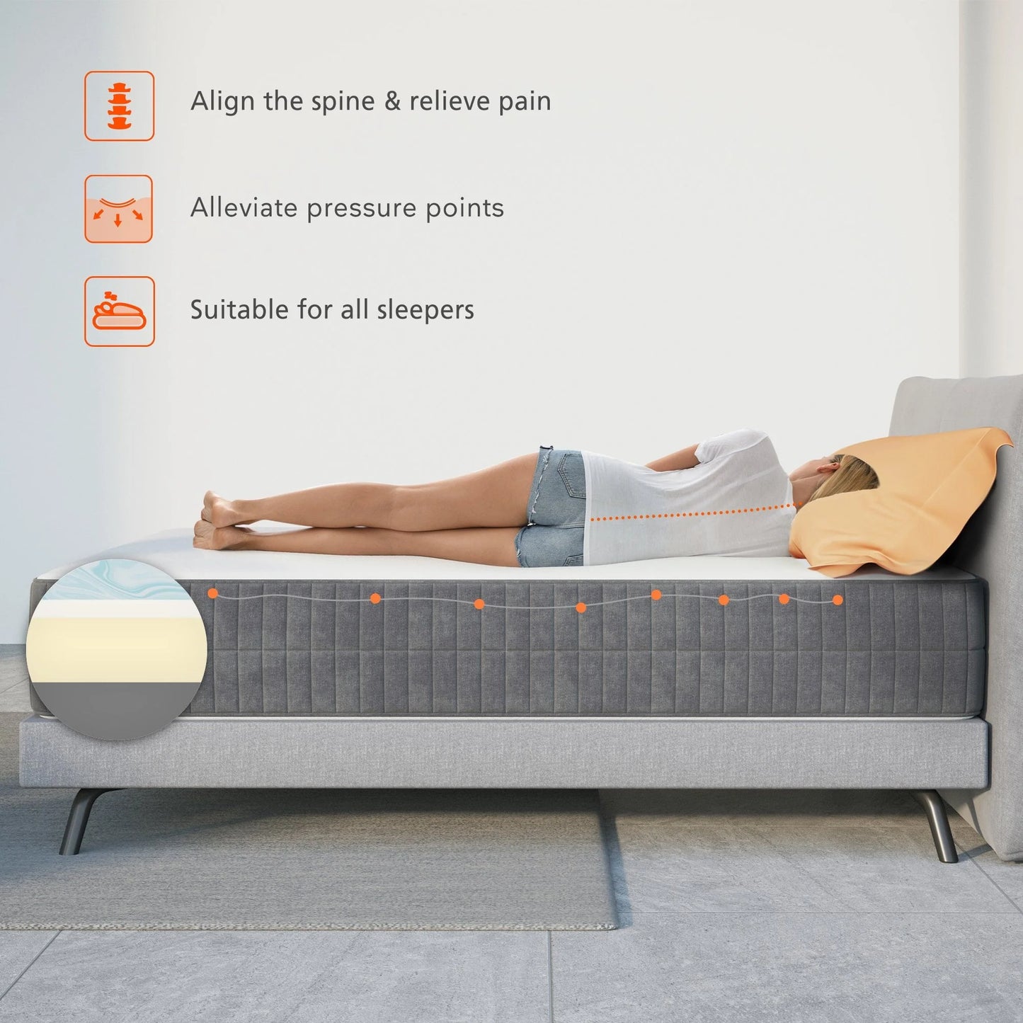 Sweetnight 10" Cool Gel Memory Foam Mattress with Zippered Cover Mattresses in a Box Medium Firm Mattress, Twin