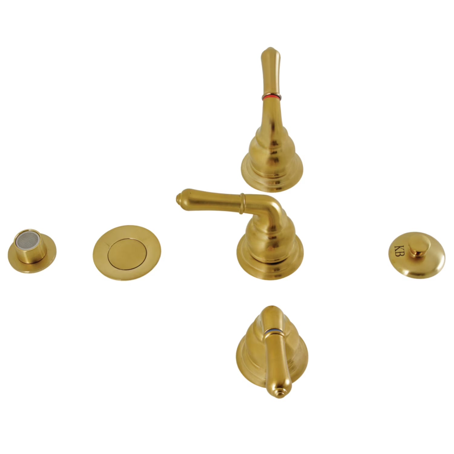 Kingston Brass KB328 Magellan Bidet Faucet with Lever Handles & Brass Pop-Up, Brushed Nickel