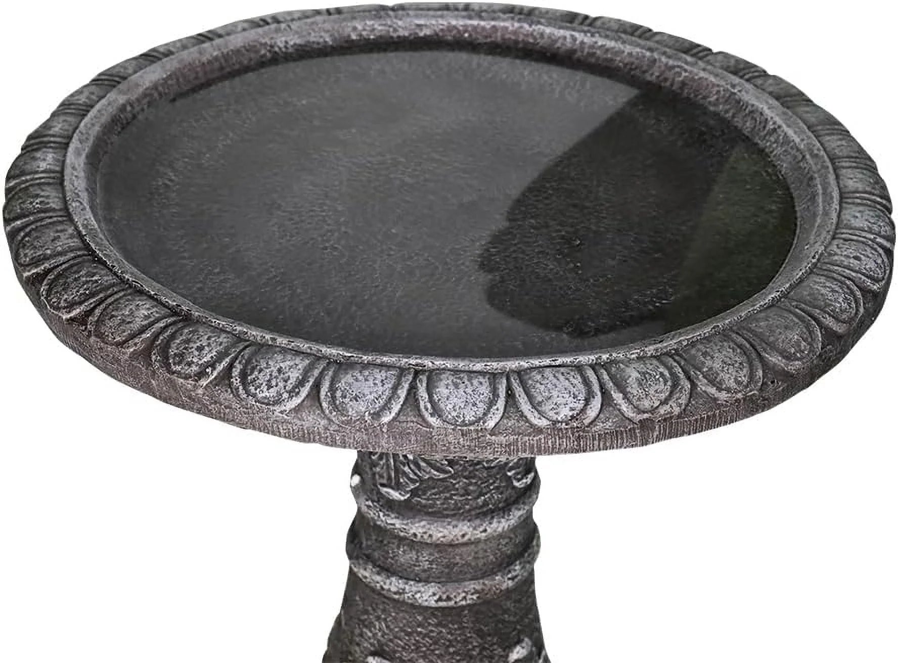 24.4" H Cement Bird Bath for Garden- Fibre Reinforced Concrete Bird Baths for Outdoors, Large Size Vintage Carved Pedestal Birdbath for Patio, Yard, Lawn -20° Dia. X 24.4° H Bird Fountain