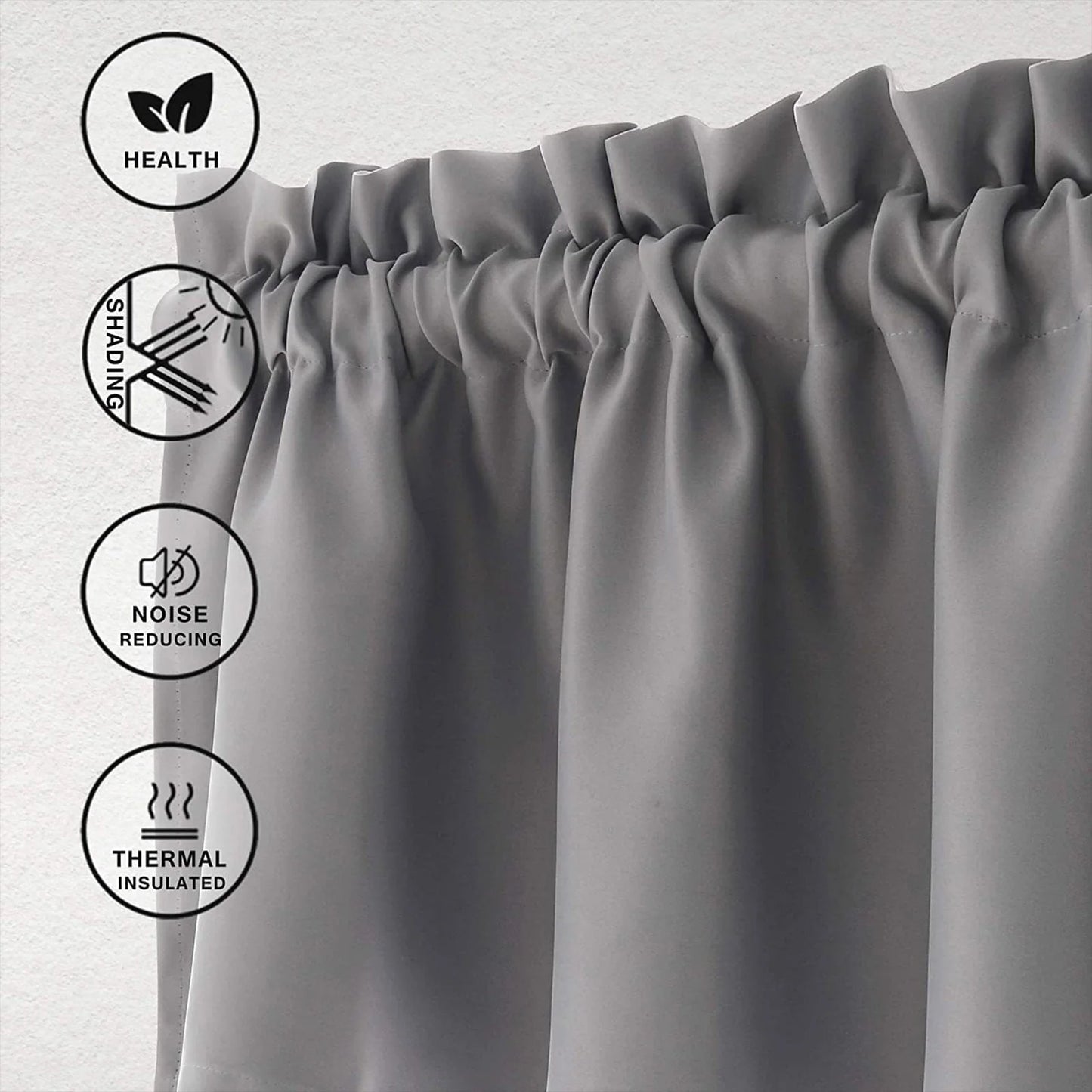 Blackout Curtains Kitchen Curtain,Short Curtains Half Window Curtains for Bedroom,Privacy Curtain Tiers for Windows, Energy Saving Curtain Tiers for Bathroom Shades,57°18inches per Panel