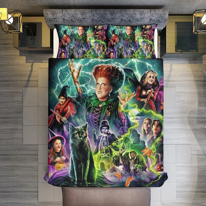 Hocus Pocus 3 Pieces Quilt Cover Set Soft Bedding Set 1 Duvet Cover + 2 Pillow Shams Home Bed Cover 86"x70"