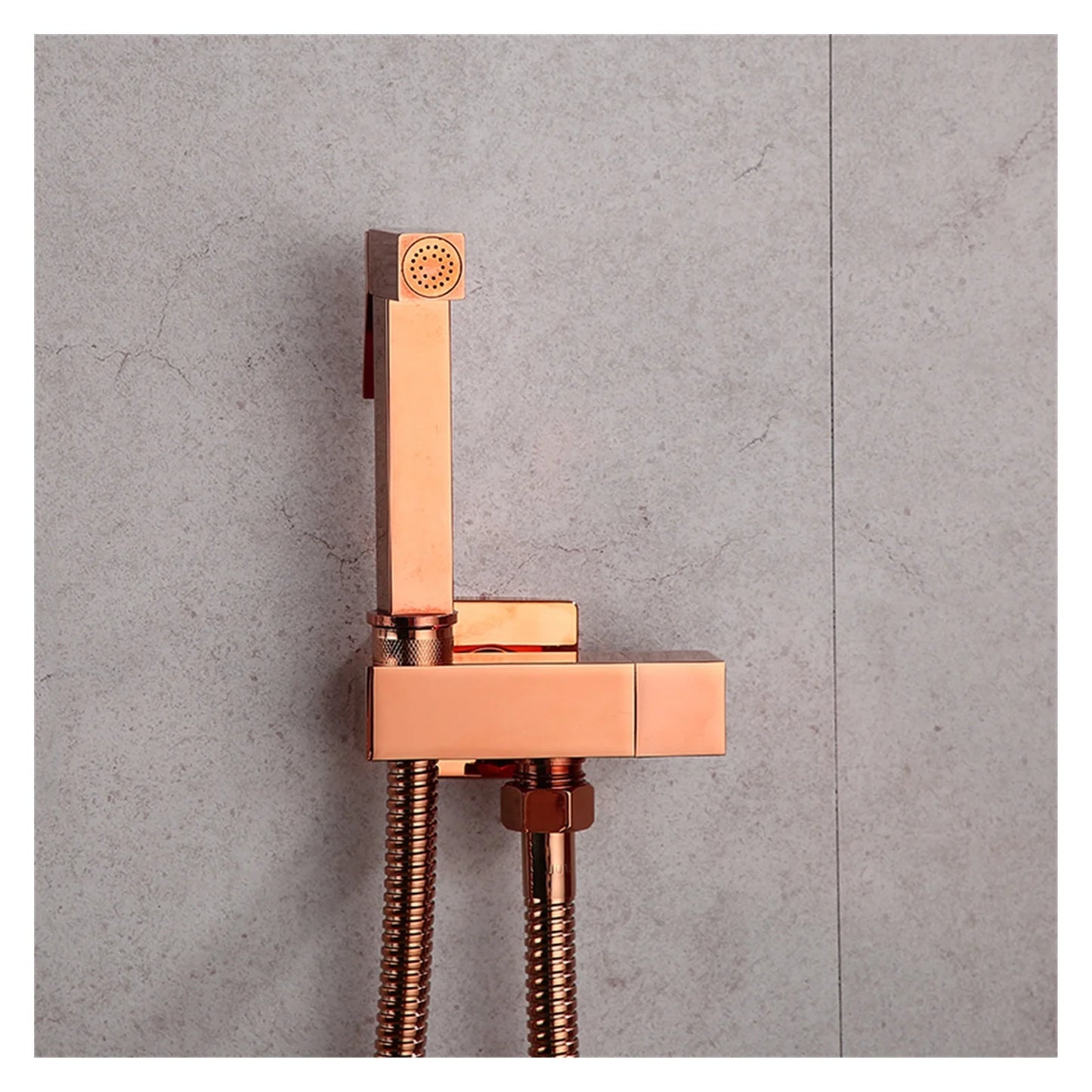 Hand Held Bidet Sprayer Douche Toilet Kit Bidet Faucet Rose Gold Square Shattaf Shower Head Copper Valve Set Jet Bidet Faucet