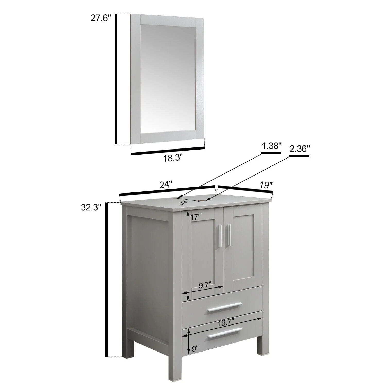FULLWATT 24 in Bathroom Cabinet Storage Pop up Drain New (Sink Not Included)