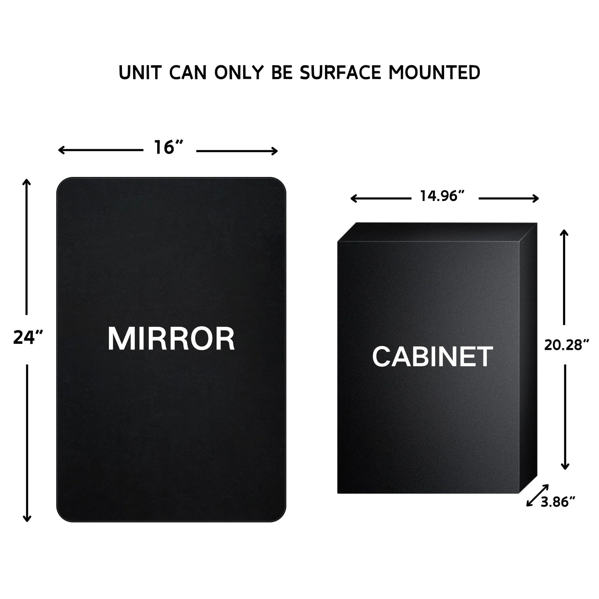 TEHOME Eldee Rectangle Metal Framed Bathroom Medicine Cabinet 16x24 - Black