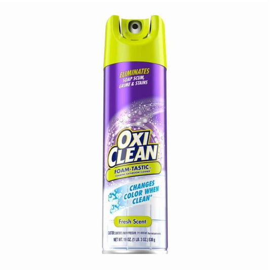 OxiClean Foam-Tastic Foaming Bathroom Cleaner, Fresh Scent, 19 oz Spray Can, Eliminates Soap Scum, Grime and Stains (Pack of 32)