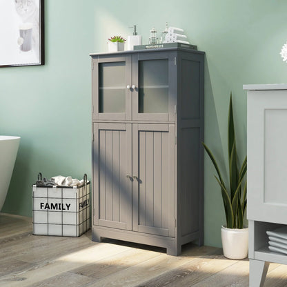 Topbuy Bathroom Storage Cabinet Freestanding Storage Cabinet w/4 Doors Wooden Kitchen Cupboard w/Adjustable Shelf