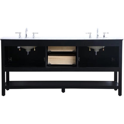 Elegant Kitchen and Bath 72 in. double sink bathroom vanity set in Black