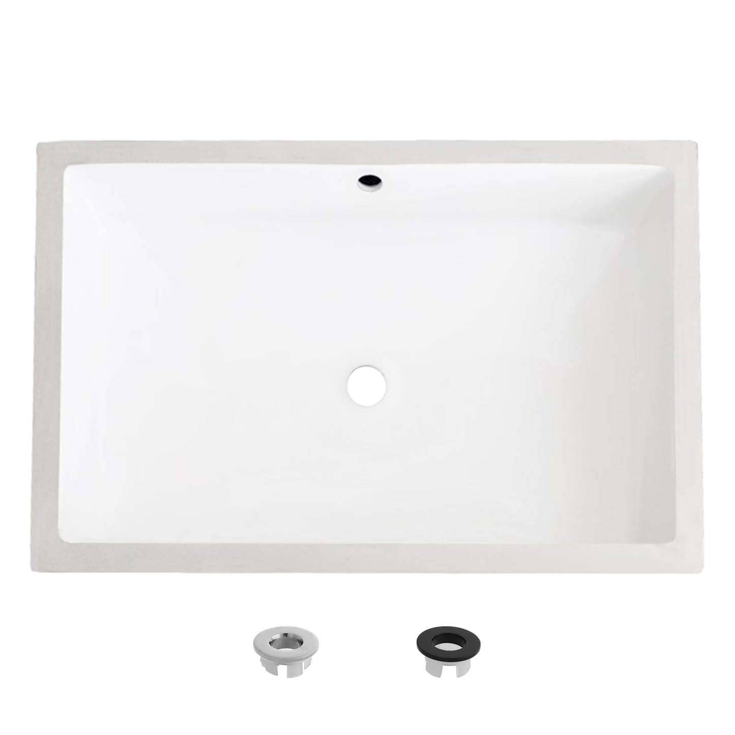 Stylish Undermount 20 Rectangular Porcelain Bathroom Sink with 2 Overflow Finishes P-209H"