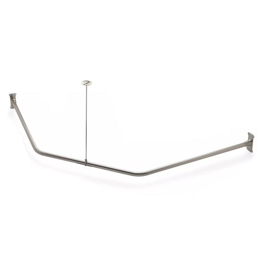 Naiture Stainless Steel 18-1/2" X 26" X 18-1/2" Neo-Angle Shower Curtain Rod with Ceiling Support, Brushed Nickel Finish
