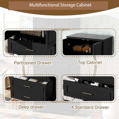 WGYPRIME 72.2'' Tall Bathroom Storage Cabinet, Freestanding Bathroom Floor Cabinet with 1 Doors and 3 Drawers, Modern Elegant Style Floor Cabinet w/Adjustable Shelf