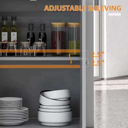HOMCOM Rolling Kitchen Island Cart, Portable Serving Trolley Table with Drawer, Adjustable Shelf and 2 Towel Racks, Grey