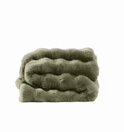 Brooklyn Loom Bubble Faux Fur 100% Microfiber Polyester Twin XL Blanket in Green, All Season, Adult Size, OEKO-TEX Certified