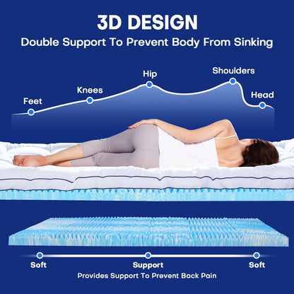 Cocosity Dual Layer 4 inch Full Size Memory Foam Mattress Topper, 2" Fluffy Pillow Top Mattress Topper & 2" Cooling Gel Memory Foam