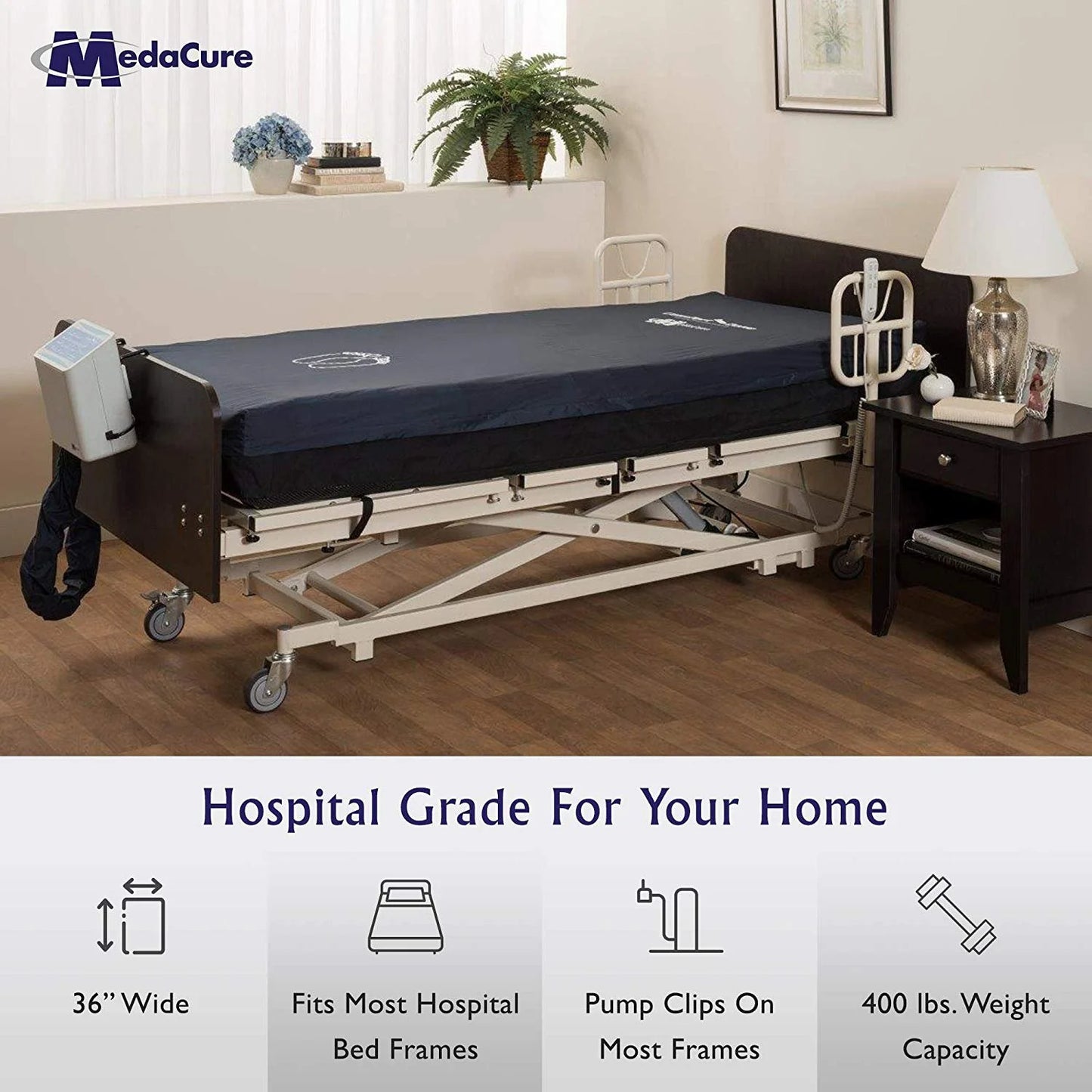 Medacure Alternating Pressure Air Mattress with Pump Included - Twin Size 80" x 36" x 8"