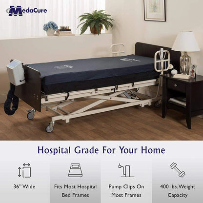 Medacure Alternating Pressure Air Mattress with Pump Included - Twin Size 80" x 36" x 8"