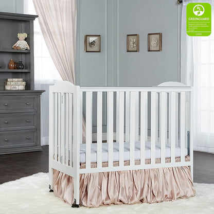 Dream On Me 2-in-1 Folding Portable Mini Crib in White. Mattress Pad Included. Easy to Fold and Store Baby Crib. Two Adjustable Mattress Height positions Convertible Crib