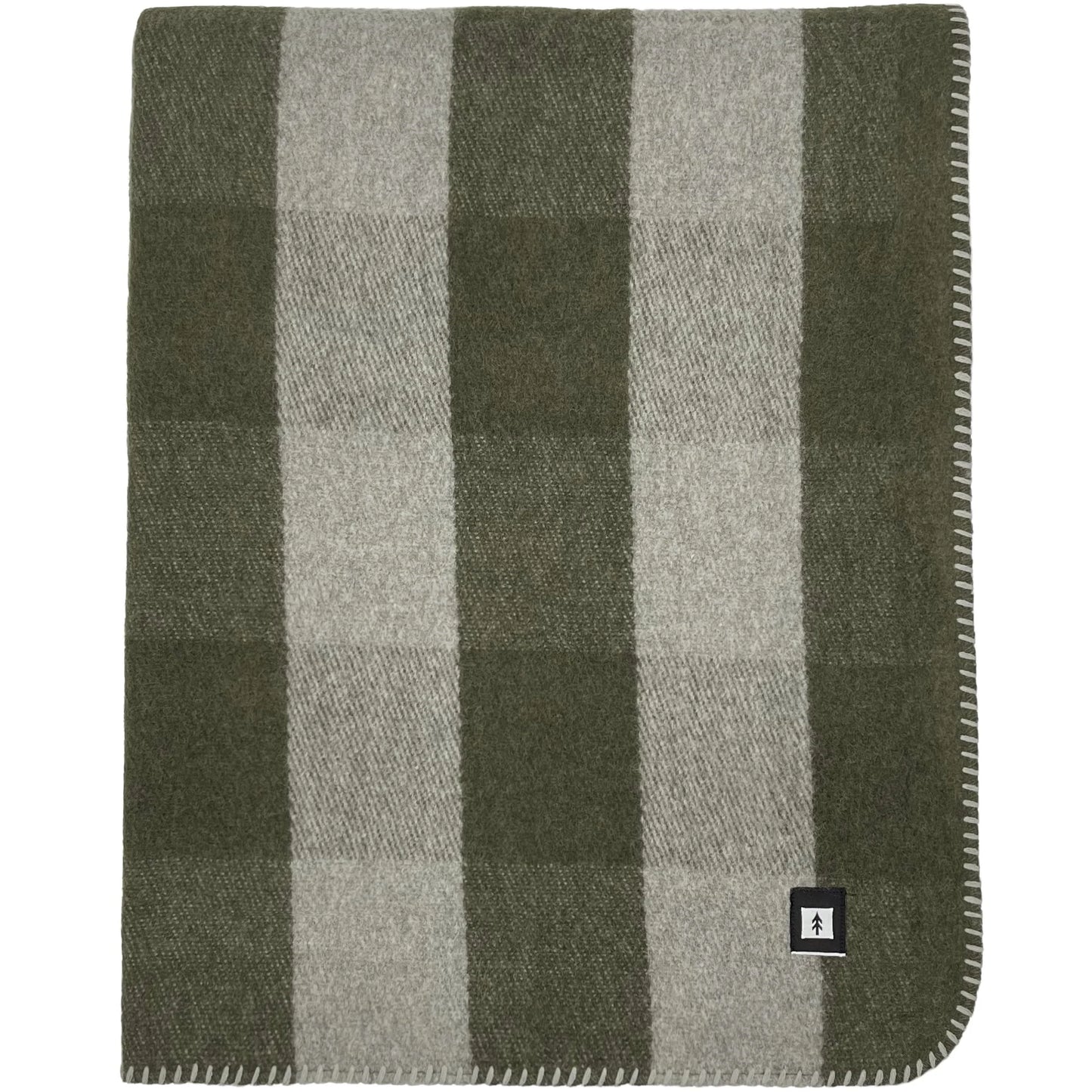 EKTOS 90% Wool Plaid Blankets, 66" x 90", Wool Camp Blanket, Warm Outdoor Blanket (Olive Green)