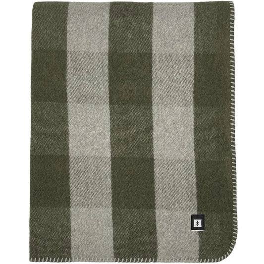 EKTOS 90% Wool Plaid Blankets, 66" x 90", Wool Camp Blanket, Warm Outdoor Blanket (Olive Green)