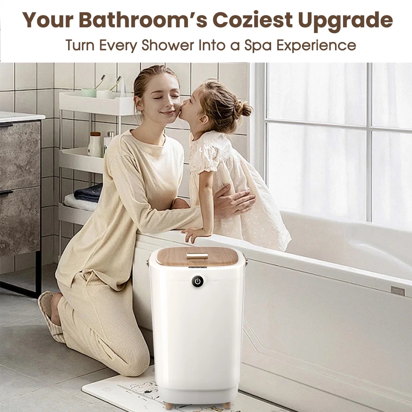 VAJIAZA Luxury Towel Warmer, 20L Electric Hot Towel Warmer Buckets, Towel Heater with 4 timers, Portable Spa Towel Warmers Fit for Towels, Blanket, PJ's, Yellow