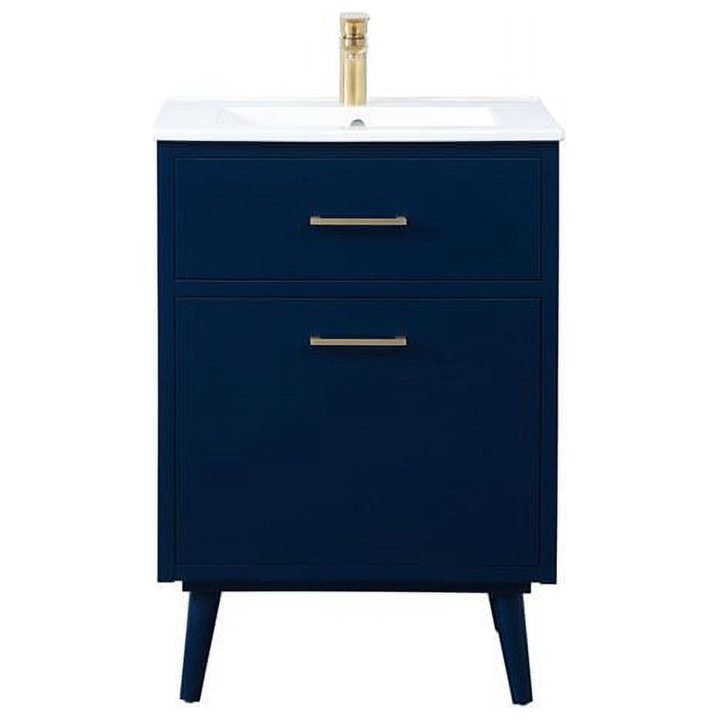 Elegant Decor Boise 24" Solid Wood and MDF Bathroom Vanity in Blue