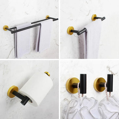 Matte Black Bathroom Accessories Kit 5-Pieces Bathroom Hardware Set Wall Mounted - Includes 24" Double Towel Bar, 12" Hand Towel Bar, Toilet Paper Holder, 2X Robe Towel Hooks ...