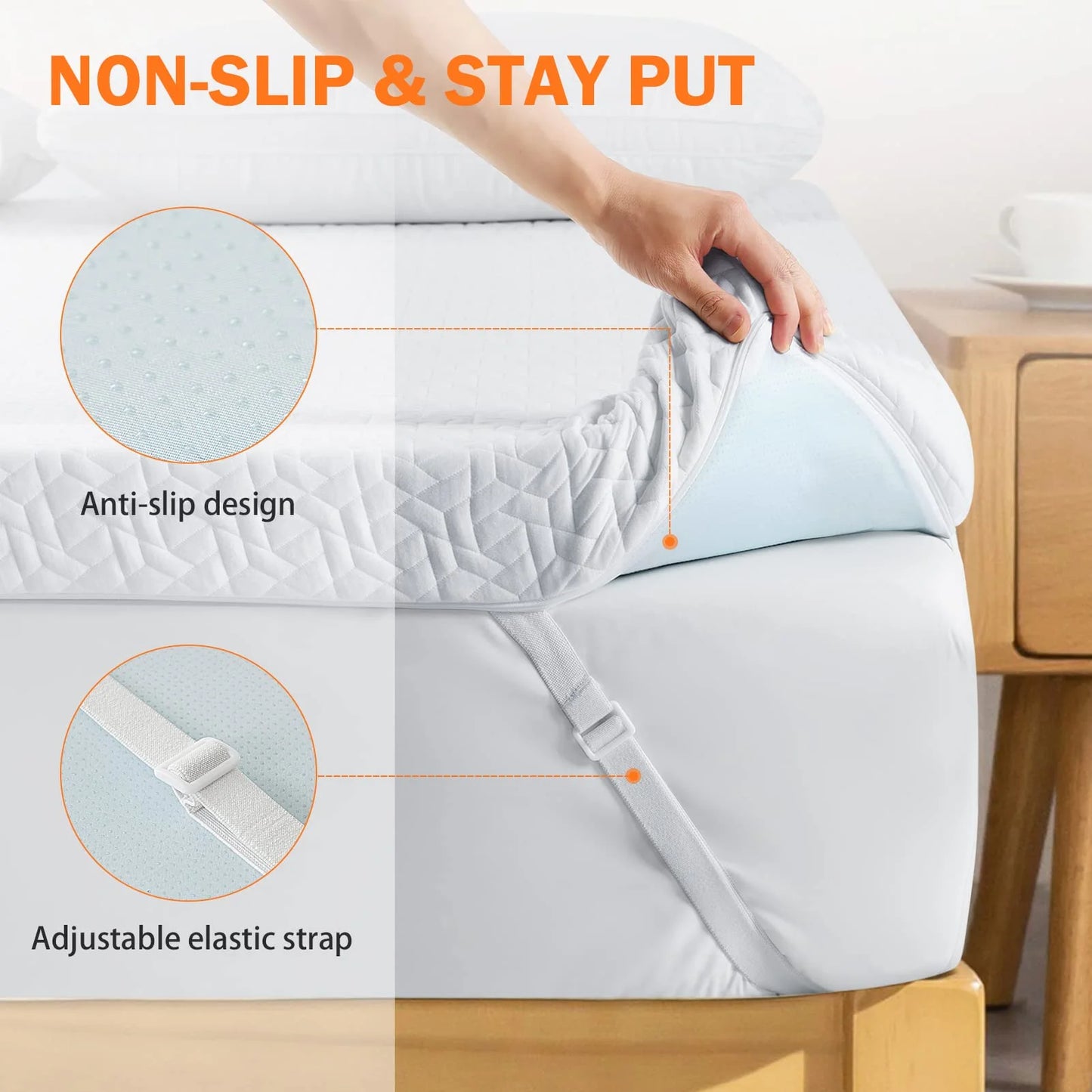 BedLuxury 3" Gel Memory Foam Mattress Topper, King Size - High Density