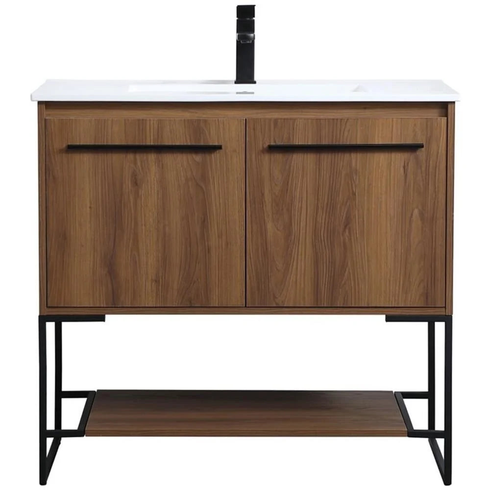 Elegant Kitchen and Bath 36 Inch Single Bathroom Vanity In Walnut Brown