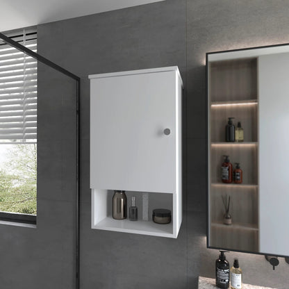 Carrizo Medicine Cabinet In Melamine with One Door,White,White Melamine Bath Faucets Bathroom Storage
