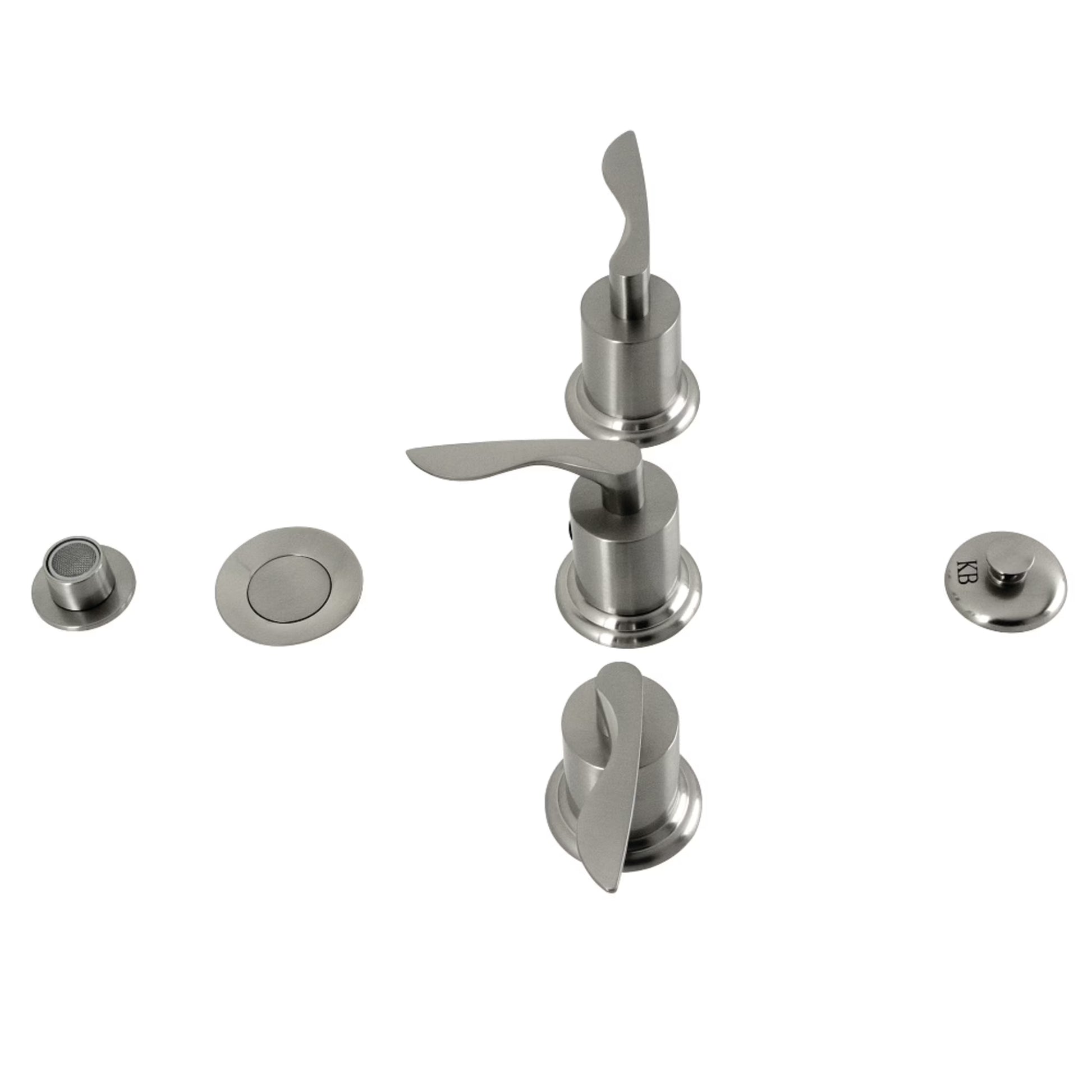 Kingston Brass KB6327SVL Serena Three-Handle Bidet Faucet with Brass Pop-Up, Brushed Brass