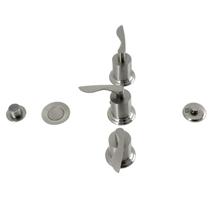 Kingston Brass KB6327SVL Serena Three-Handle Bidet Faucet with Brass Pop-Up, Brushed Brass