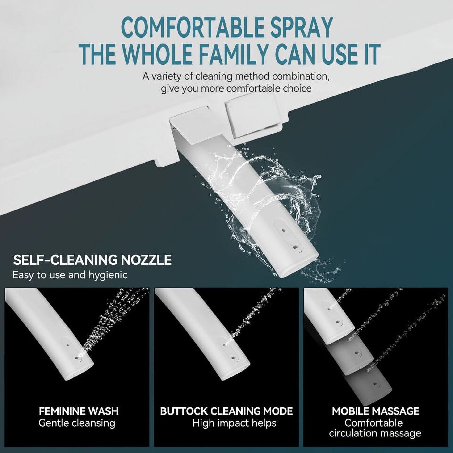PULUOMIS Elongated Electronic Bidet Toilet Seat White with Heated Seat and Self-Cleaning Nozzle