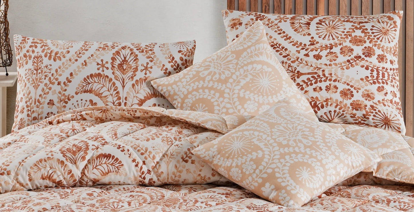Istanbul Collection Handmade Comforter Set + Sheet Set - 9 Piece Set - Cotton Blend - Modern, Comforter, Matching Shams and Throw Pillows