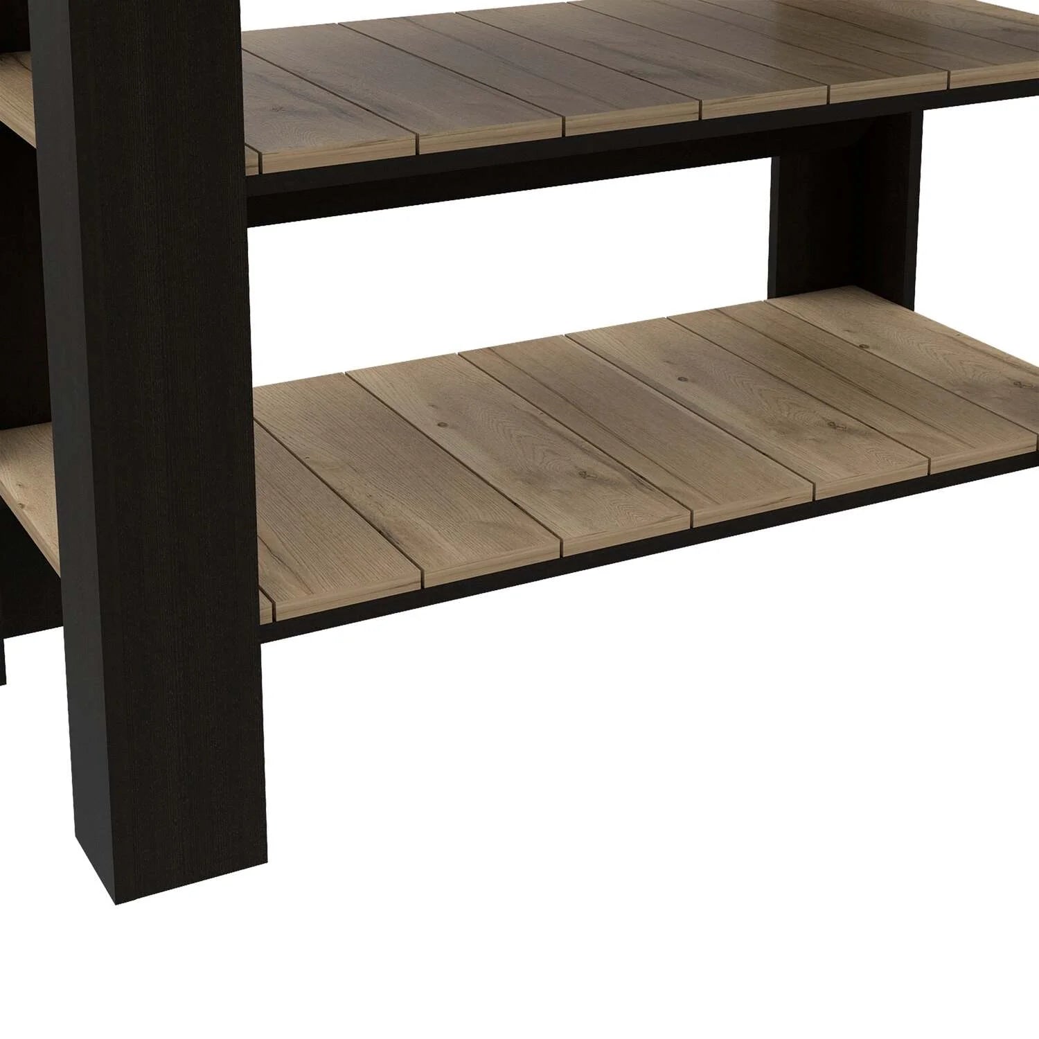 Depot E-Shop Delos 40 Kitchen Island with 2 Shelves, Drawer, 4 Legs, and Towel Rack, Black/Light Oak