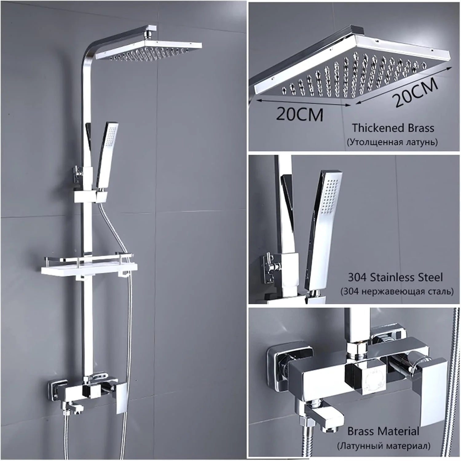 Rainfall Shower System Thermostatic Digital Display Shower Faucet Set Shower Mxer Crane Shower Bath Faucet Bathtub Shower Mixer Taps Bidet Faucet Durability and Dependability (Color : 3 Ways A-Chrome