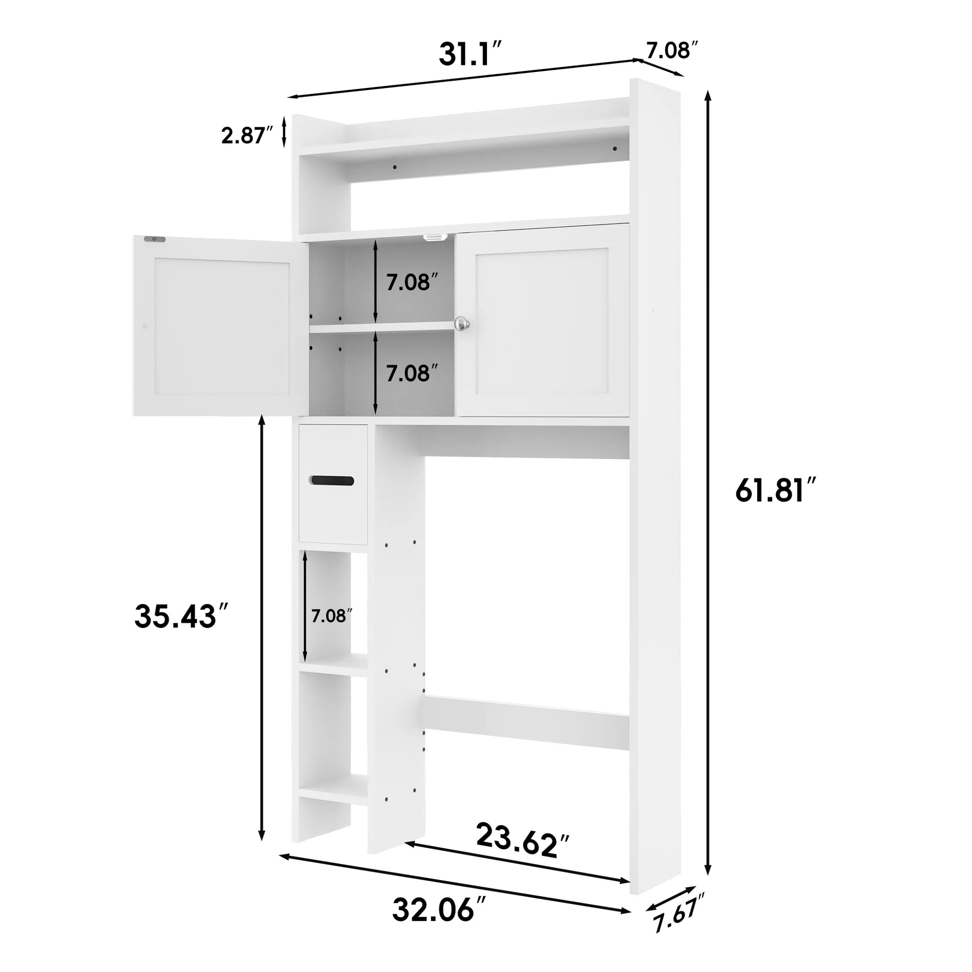 Tolead Over The Toilet Storage Cabinet with Paper Towel Holder, White