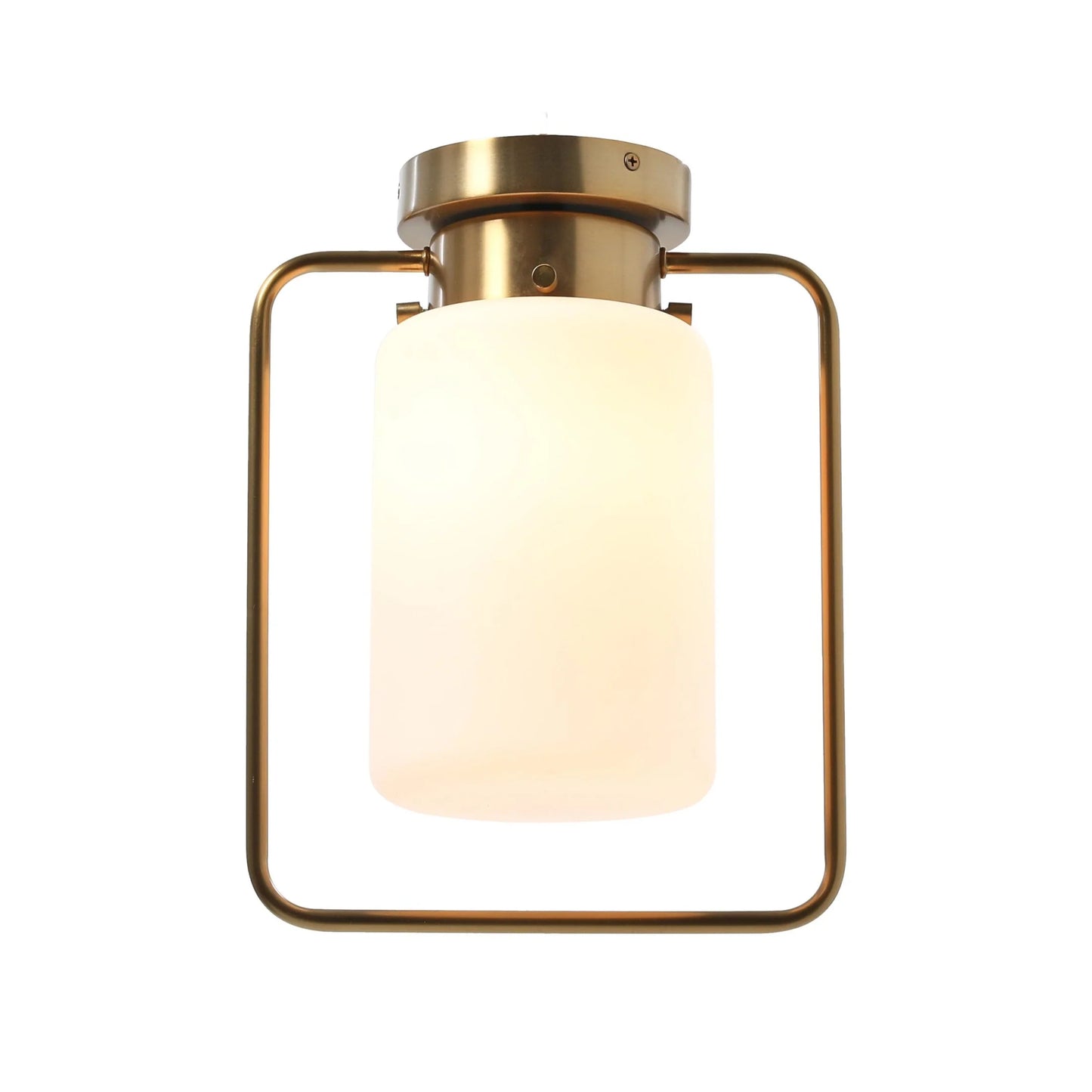 Creative Co-Op Robert Stevenson Lighting Ezra - Metal and Frosted Glass Convertible Flush Mount/Pendant Ceiling Light, Brushed Brass