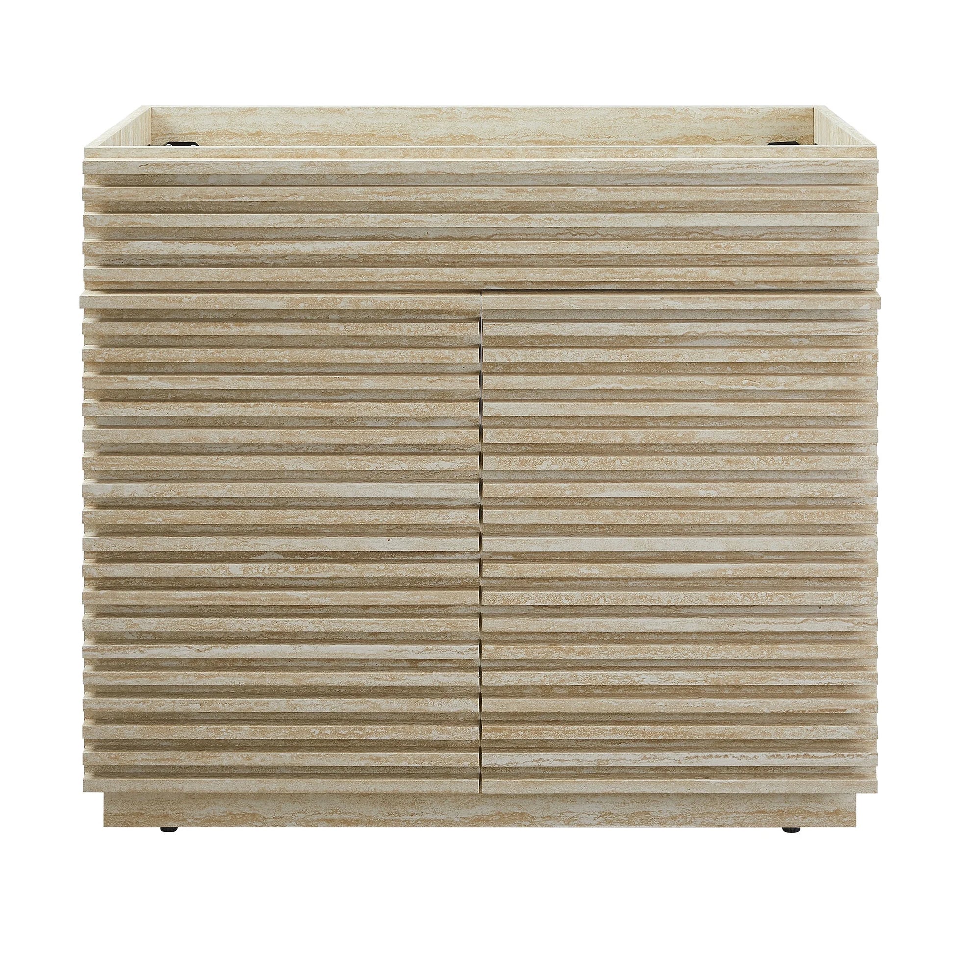 Modway Render 36" Faux Travertine Bathroom Vanity Cabinet (Sink Not Included) in Travertine