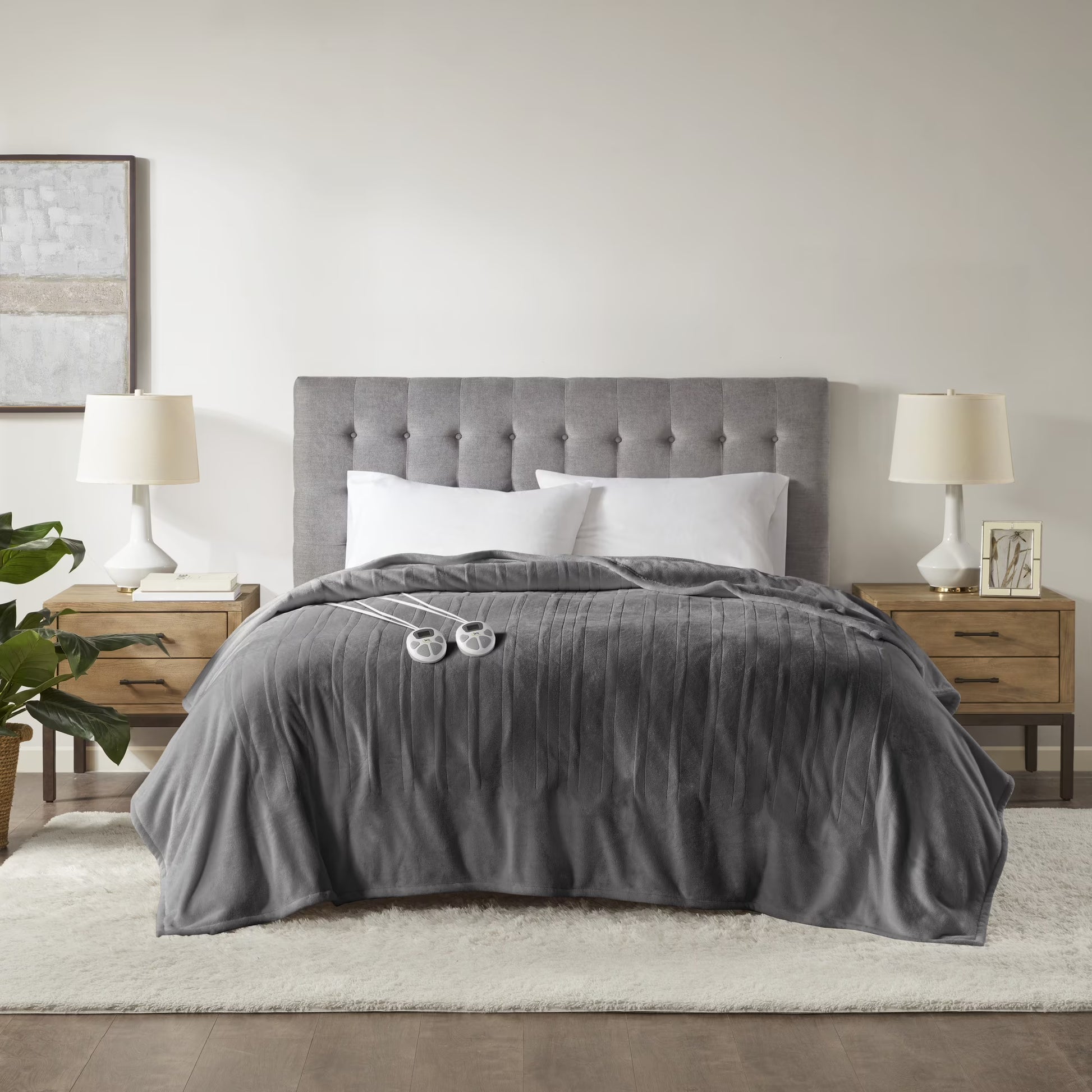 Serta Gray Polyester Electric Blanket, Queen