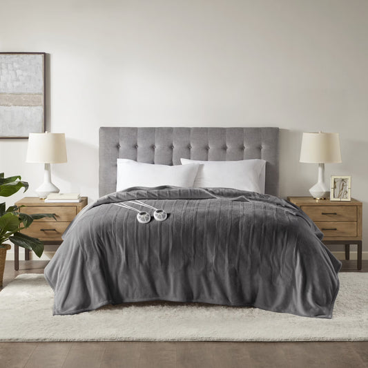 Serta Gray Polyester Electric Blanket, Queen