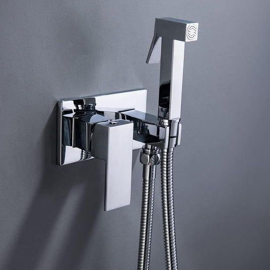 Hand Held Bidet Faucet for Toilet, Wall Warm Water Faucet Sprayer Kit with Hot and Cold Water Portable Single Handle Concealed Cloth Diaper Shower Attachment