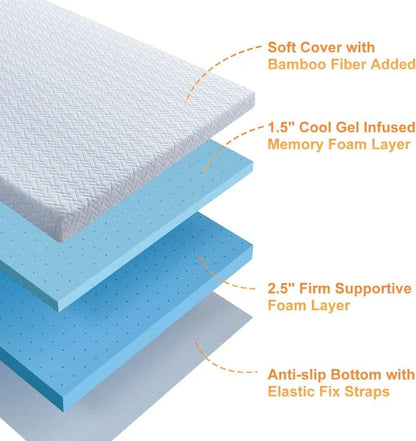 3 Inch Mattress Topper Twin - Cool Gel Memory Foam Mattress Topper, Extra Firm Bed Topper,