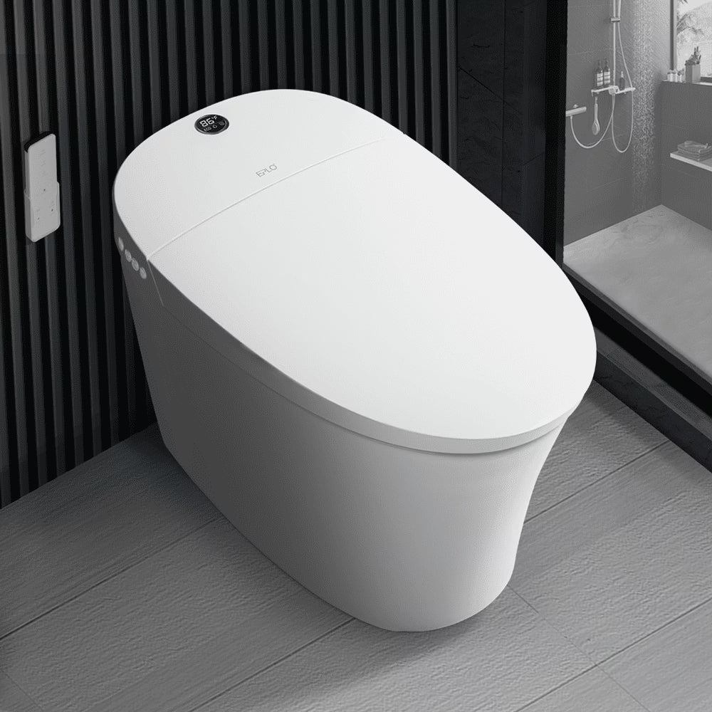 EPLO Smart Toilet with Foam Shield Splash Proof, One Piece Bidet Toilet,Dual Auto Flush,Foot Sensor Operation,Modern Elongated Toilet E16