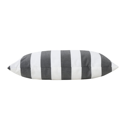 GDF Studio La Mesa Indoor Water Resistant Rectangular Throw Pillow, Black Striped