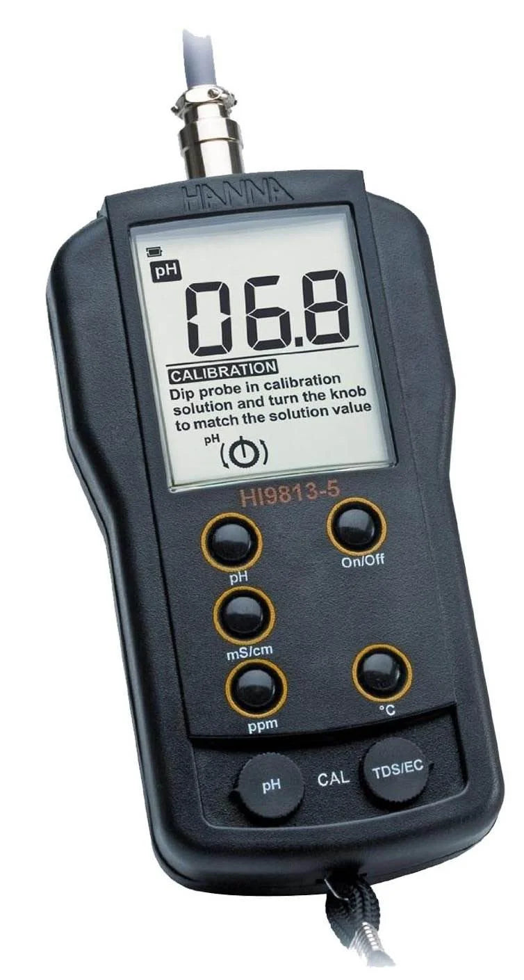 Hanna Instruments Grochek pH/EC/TDS/C Portable Meter Tester w/Probe | HI9813-5N
