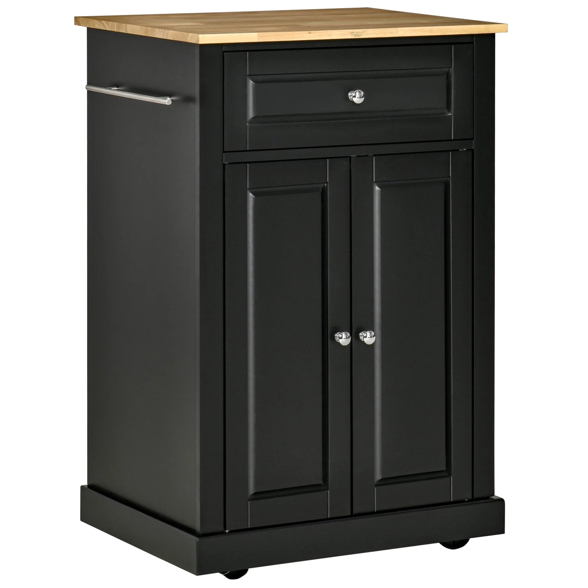 HOMCOM Rolling Kitchen Island Cart, Portable Serving Trolley Table with Drawer, Adjustable Shelf and 2 Towel Racks, Grey