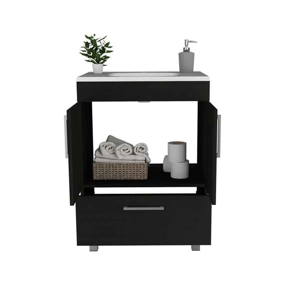 FM FURNITURE Otello Engineered Wood Single Bathroom Vanity in Black