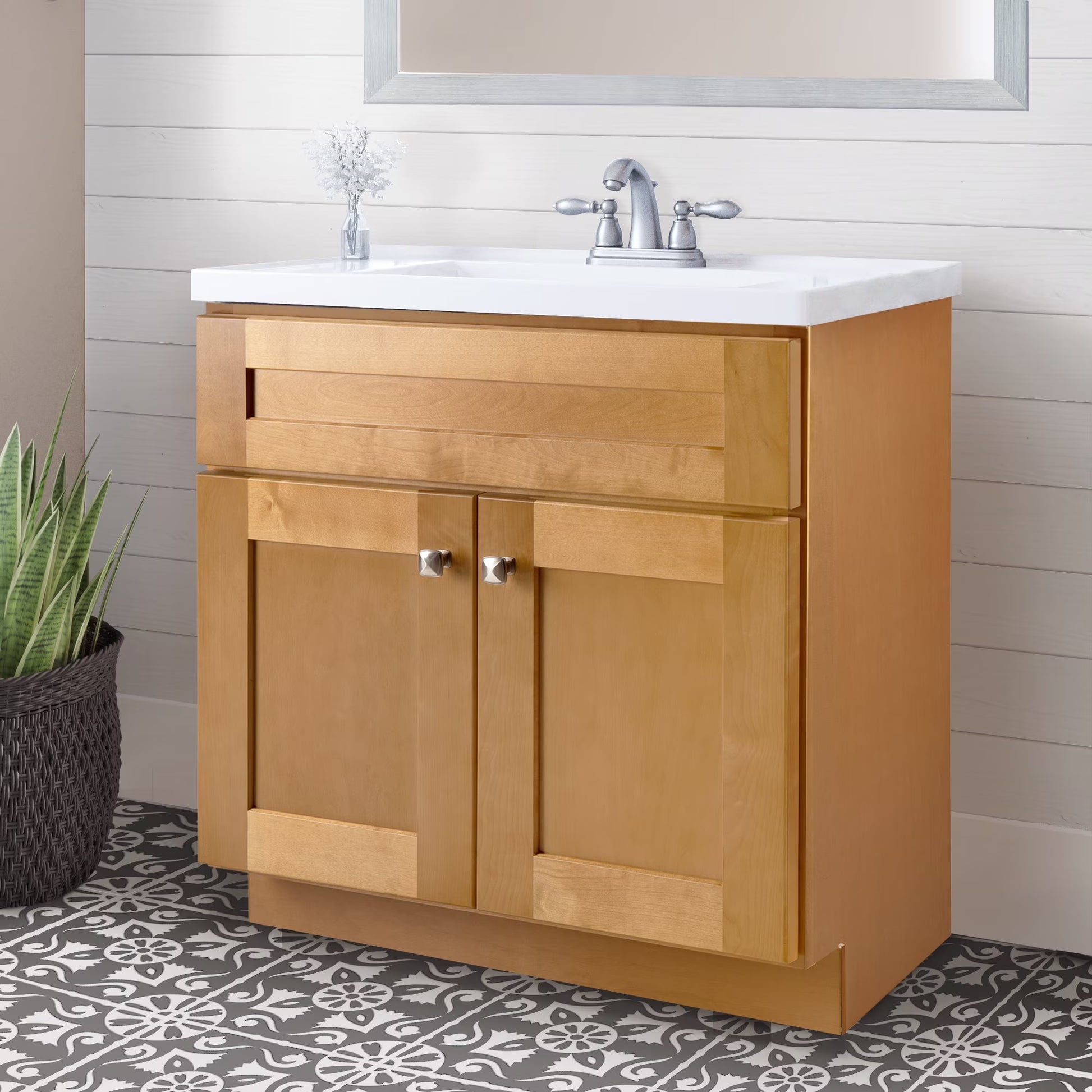 Design House Brookings 30" Ready to Assemble Solid Wood Bathroom Vanity, Sherwin Williams Gray