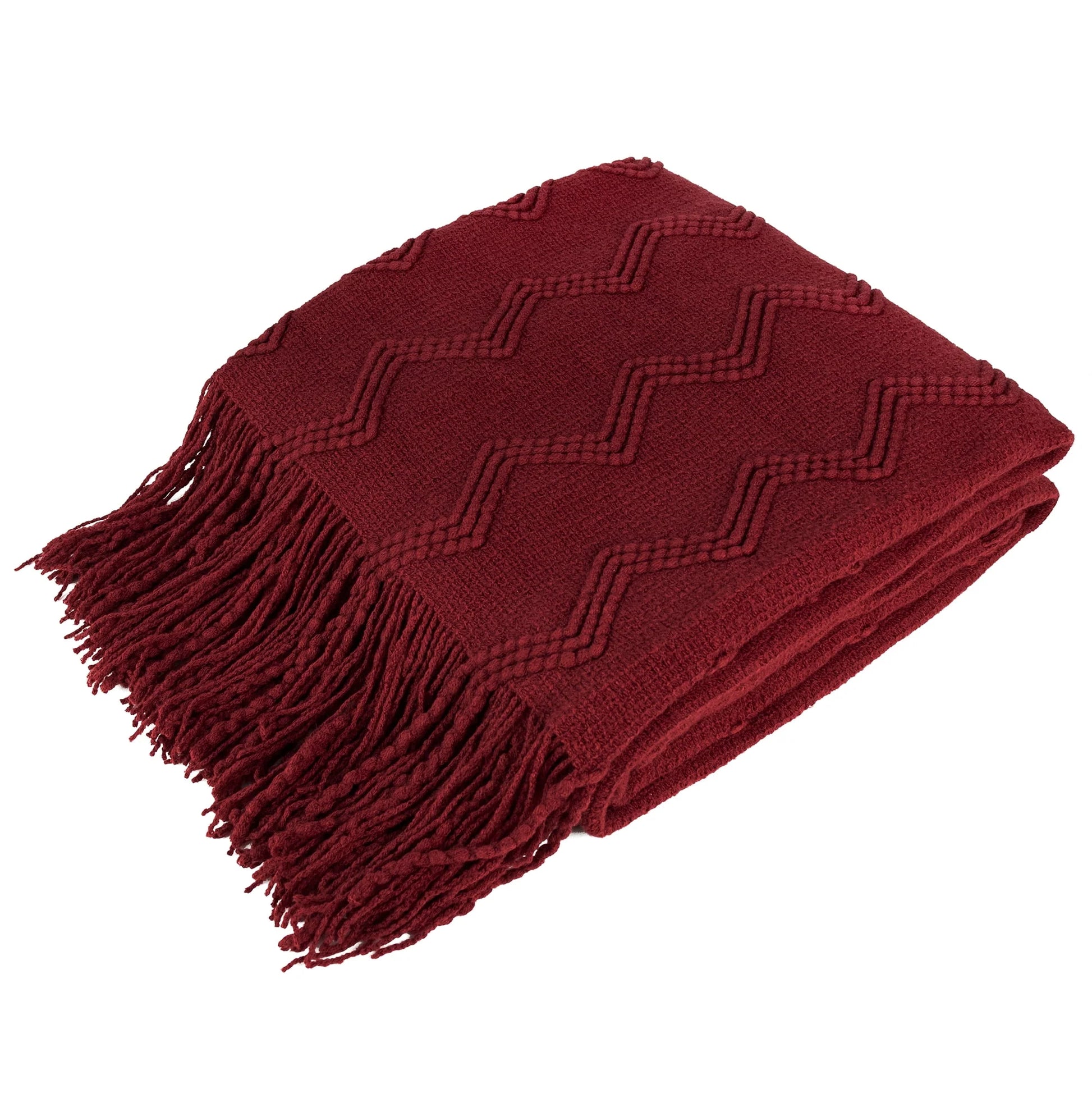 PAVILIA Maroon Red Knit Throw Blanket Couch, Soft Knitted Boho Farmhouse Home Decor Woven Throw, Cozy Decorative Afghan Bed Sofa, Outdoor Summer Fall Gift Lightweight, Burgundy Wine Cranberry, 50x60