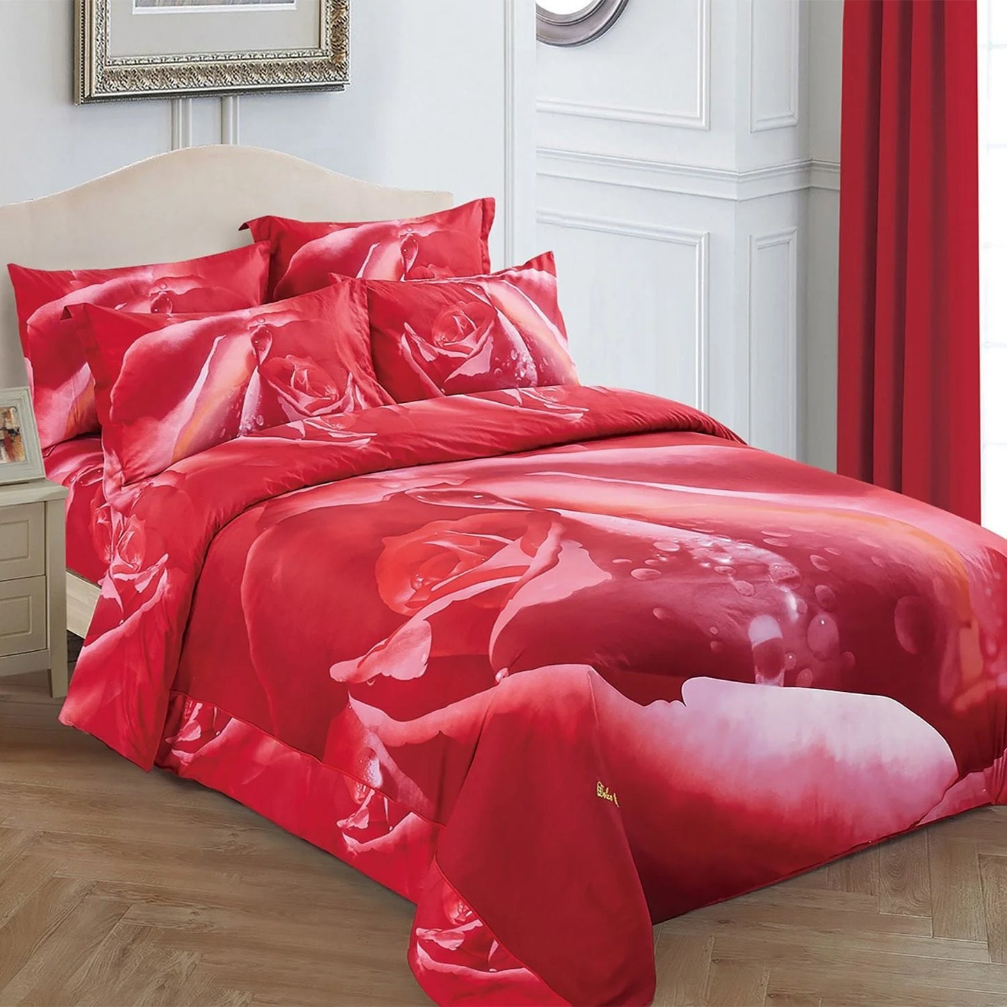Dolce Mela Dm510Q Floral Bedding - Rosa, Luxury Queen Size Duvet Cover Set